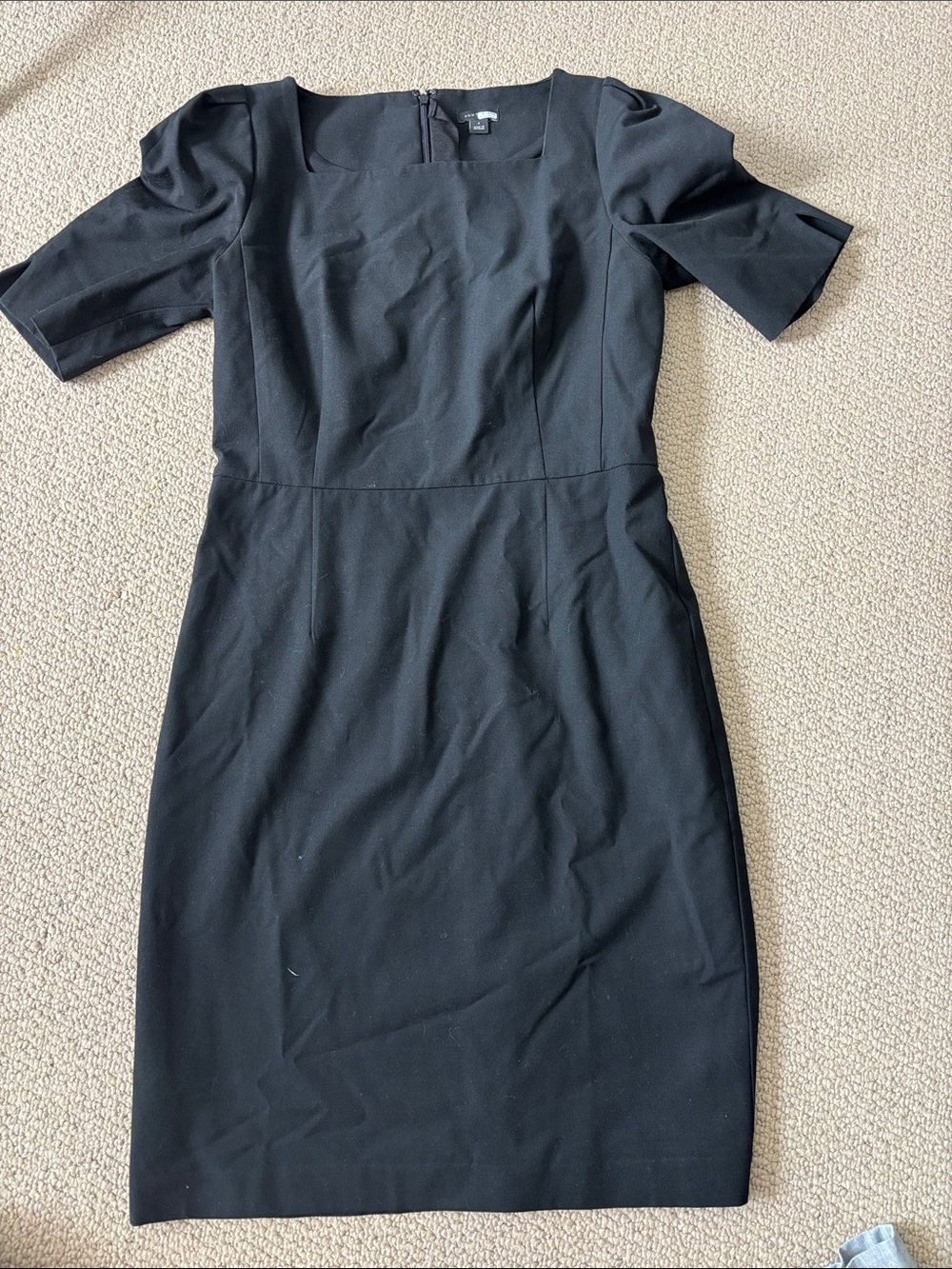 Ann Taylor Black Square Neck Midi Sheath Dress
